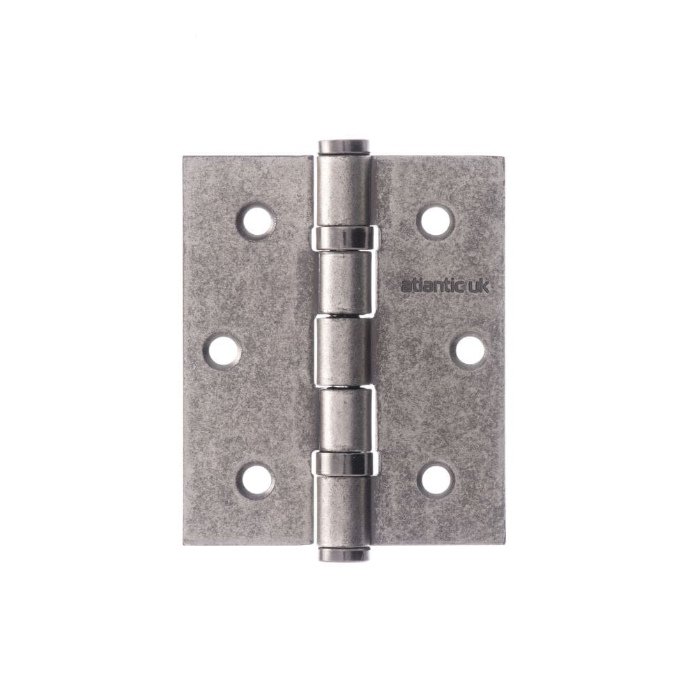 Atlantic Hardware Hinges Distressed Silver / Ball Bearing Hinges / 3" (76mm) Atlantic Ball Bearing Hinges 3" x 2.5" x 2.5mm - Distressed Silver