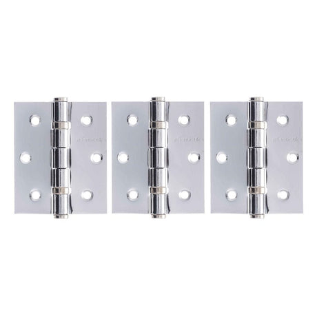 Atlantic Hardware Hinges Polished Chrome / Ball Bearing Hinges / 3" (76mm) Atlantic Ball Bearing Hinges 3" x 2.5" x 2.5mm set of 3 - Polished Chrome