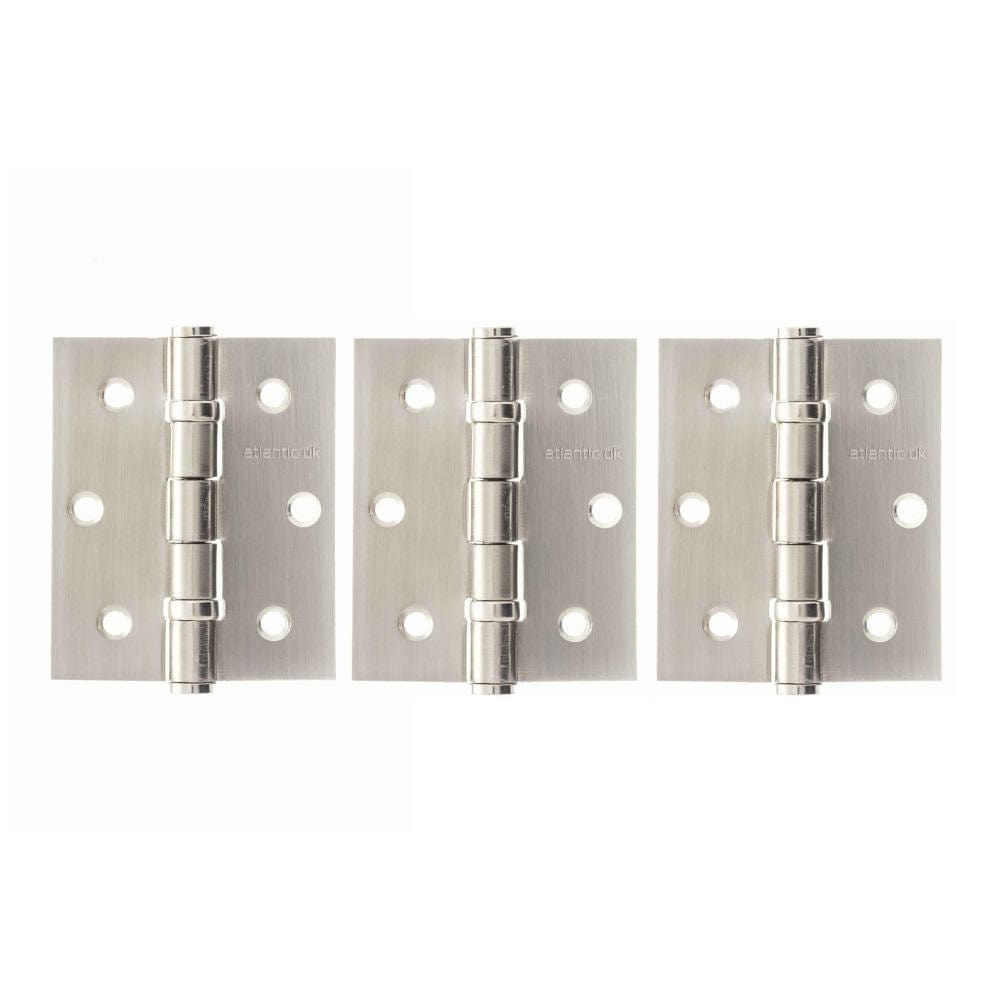 Atlantic Hardware Hinges Satin Nickel / Ball Bearing Hinges / 3" (76mm) Atlantic Ball Bearing Hinges 3" x 2.5" x 2.5mm set of 3 - Satin Nickel