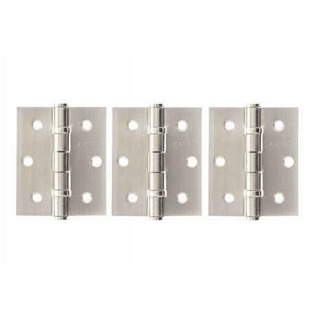 Atlantic Hardware Hinges Satin Nickel / Ball Bearing Hinges / 3" (76mm) Atlantic Ball Bearing Hinges 3" x 2.5" x 2.5mm set of 3 - Satin Nickel