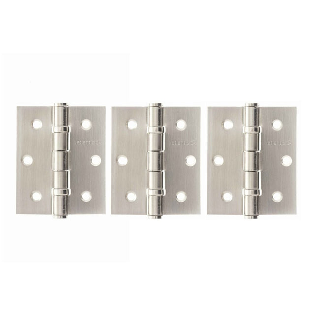 Atlantic Hardware Hinges Satin Nickel / Ball Bearing Hinges / 3" (76mm) Atlantic Ball Bearing Hinges 3" x 2.5" x 2.5mm set of 3 - Satin Nickel