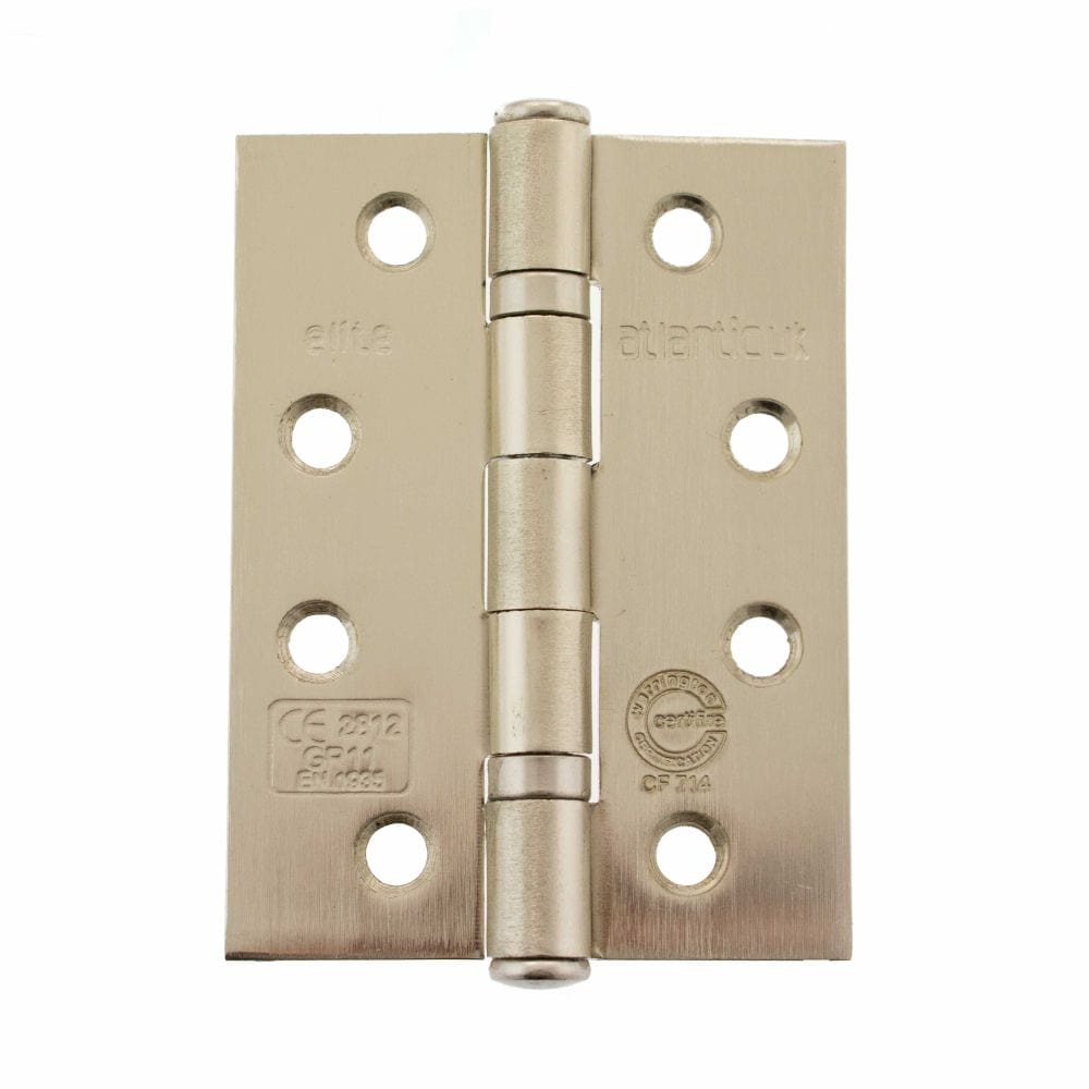 Atlantic Hardware Hinges Satin Nickel / Ball Bearing Hinges / 4" x (102mm) Atlantic Ball Bearing Hinges Grade 11 Fire Rated 4" x 3" x 2.5mm - Satin Nickel