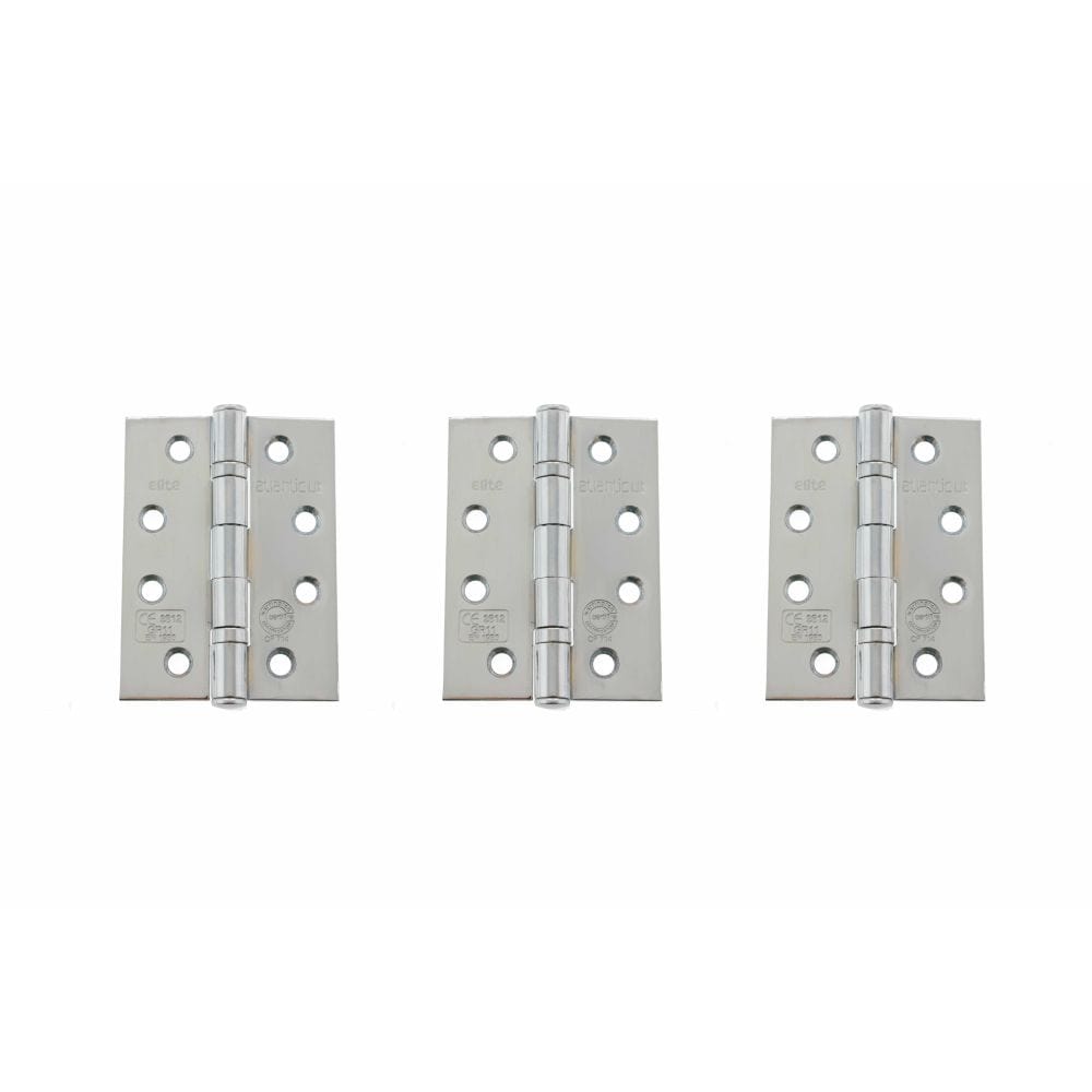 Atlantic Hardware Hinges Polished Chrome / Ball Bearing Hinges / 4" x (102mm) Atlantic Ball Bearing Hinges Grade 11 Fire Rated 4" x 3" x 2.5mm set of 3 - Poli