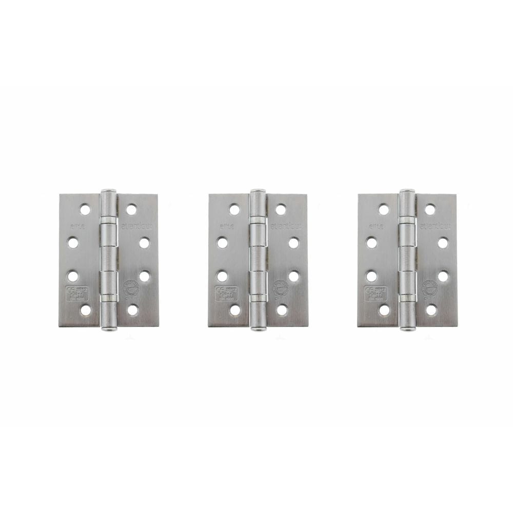 Atlantic Hardware Hinges Satin Chrome / Ball Bearing Hinges / 4" x (102mm) Atlantic Ball Bearing Hinges Grade 11 Fire Rated 4" x 3" x 2.5mm set of 3 - Sati