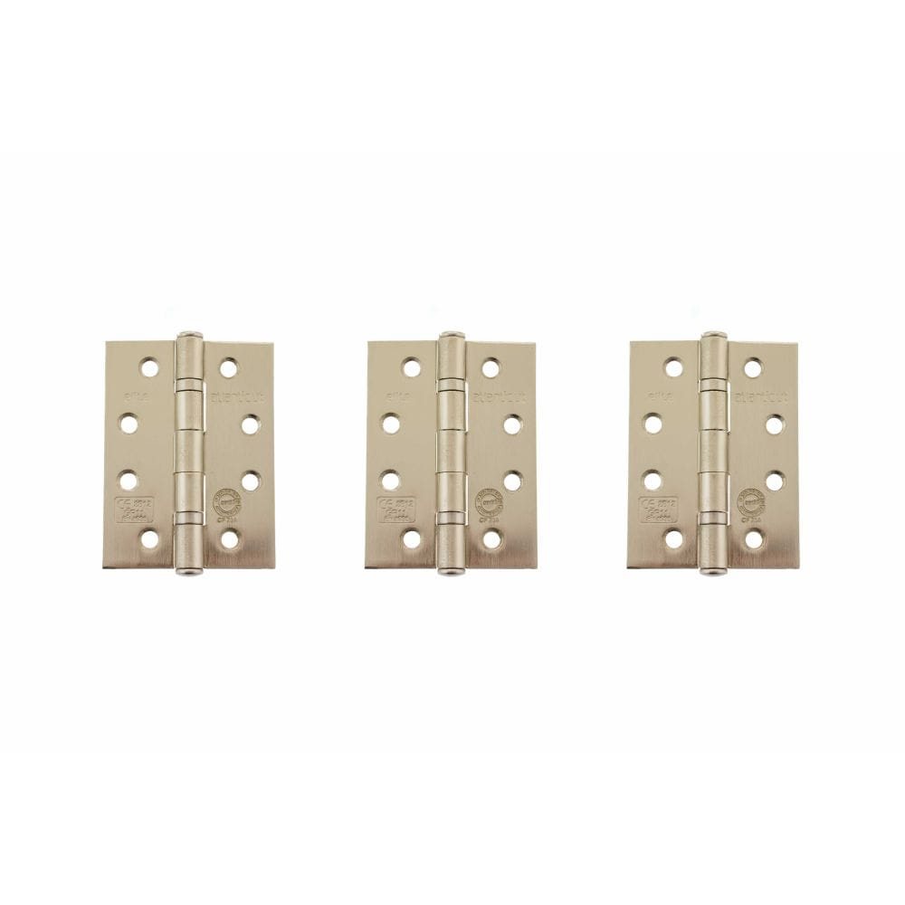Atlantic Hardware Hinges Satin Nickel / Ball Bearing Hinges / 4" x (102mm) Atlantic Ball Bearing Hinges Grade 11 Fire Rated 4" x 3" x 2.5mm set of 3 - Sati