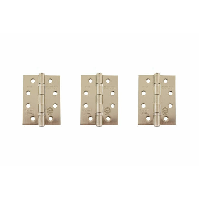 Atlantic Hardware Hinges Satin Nickel / Ball Bearing Hinges / 4" x (102mm) Atlantic Ball Bearing Hinges Grade 11 Fire Rated 4" x 3" x 2.5mm set of 3 - Sati