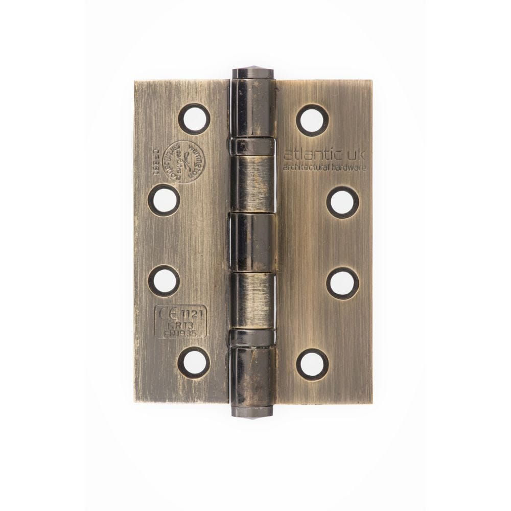 Atlantic Hardware Hinges Antique Brass / Ball Bearing Hinges / 4" x (102mm) Atlantic Ball Bearing Hinges Grade 13 Fire Rated 4" x 3" x 3mm - Antique Brass