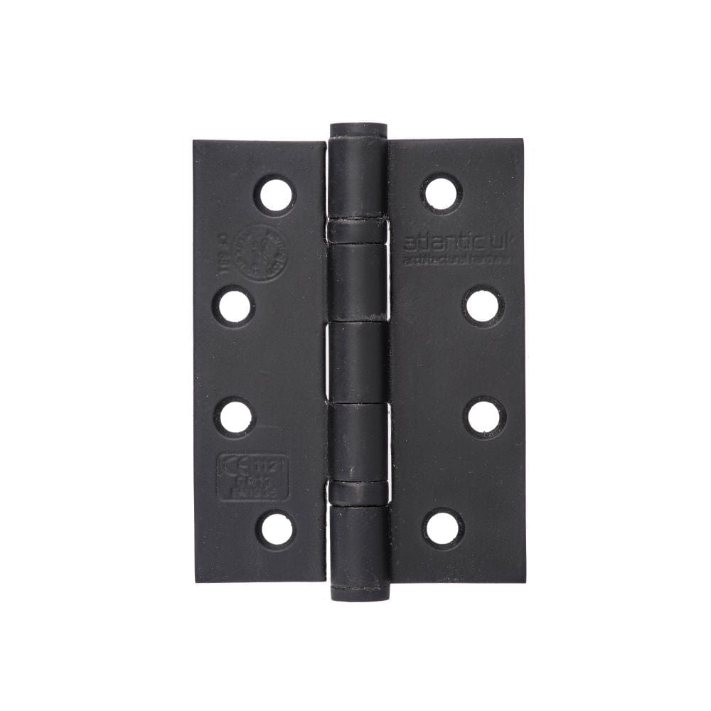 Atlantic Hardware Hinges Matt Black / Ball Bearing Hinges / 4" x (102mm) Atlantic Ball Bearing Hinges Grade 13 Fire Rated 4" x 3" x 3mm - Matt Black
