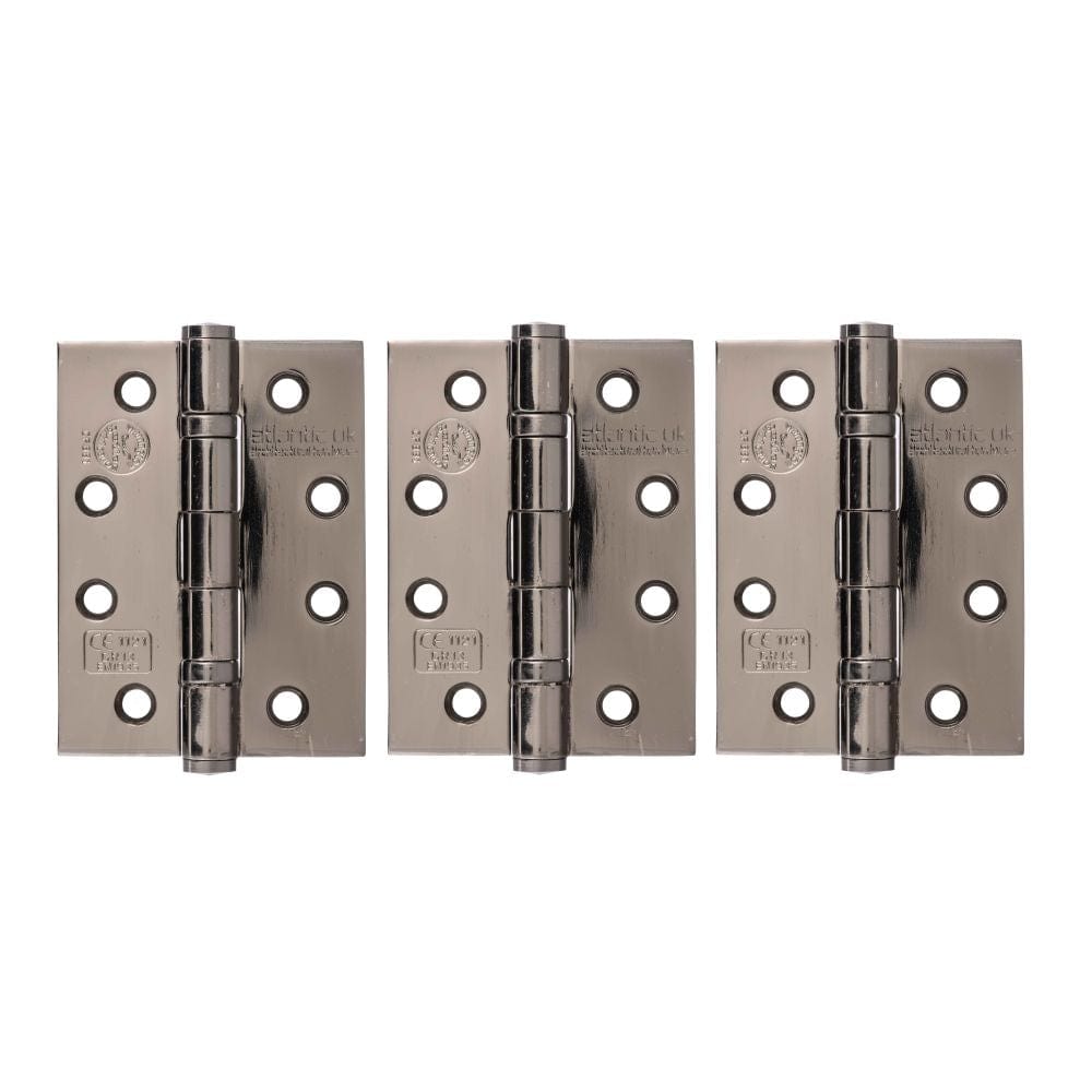 Atlantic Hardware Hinges Black Nickel / Ball Bearing Hinges / 4" x (102mm) Atlantic Ball Bearing Hinges Grade 13 Fire Rated 4" x 3" x 3mm set of 3 - Black
