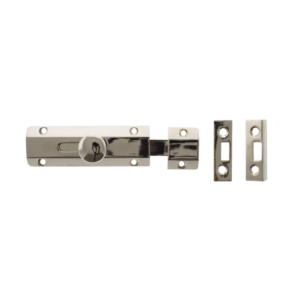 Atlantic Hardware Accessories Polished Nickel / Straight Surface Bolts / 100mm / 4" Atlantic Solid Brass Surface Door Bolt 4" - Pol. Nickel