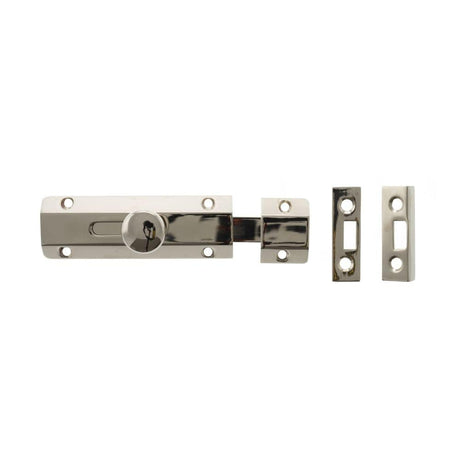 Atlantic Hardware Accessories Polished Nickel / Straight Surface Bolts / 100mm / 4" Atlantic Solid Brass Surface Door Bolt 4" - Pol. Nickel