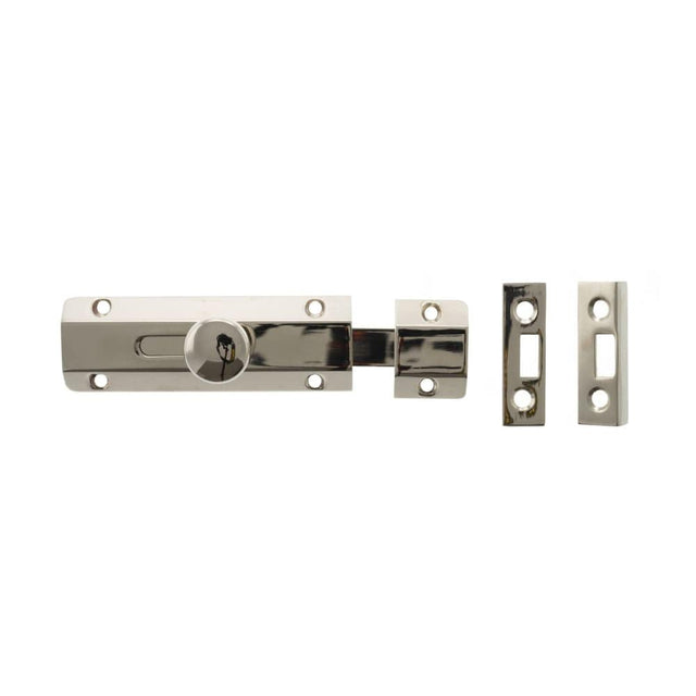 Atlantic Hardware Accessories Polished Nickel / Straight Surface Bolts / 100mm / 4" Atlantic Solid Brass Surface Door Bolt 4" - Pol. Nickel