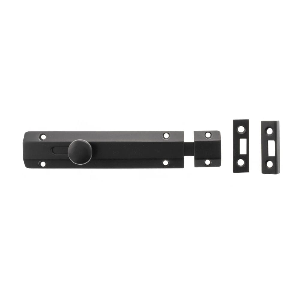Atlantic Hardware Accessories Matt Black / Straight Surface Bolts / 150mm / 6" Atlantic Solid Brass Surface Door Bolt 6" - Matt Black