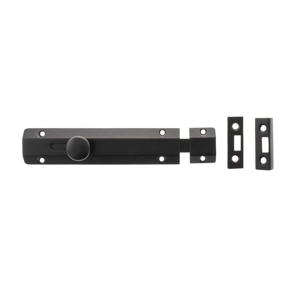 Atlantic Hardware Accessories Matt Black / Straight Surface Bolts / 150mm / 6" Atlantic Solid Brass Surface Door Bolt 6" - Matt Black