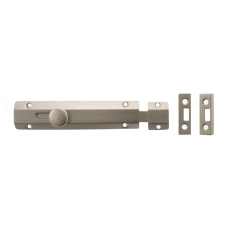Atlantic Hardware Accessories Satin Nickel / Straight Surface Bolts / 150mm / 6" Atlantic Solid Brass Surface Door Bolt 6" - Sat. Nickel