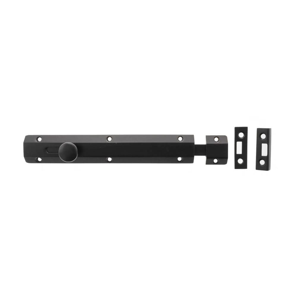 Atlantic Hardware Accessories Matt Black / Straight Surface Bolts / 200mm / 8" Atlantic Solid Brass Surface Door Bolt 8" - Matt Black