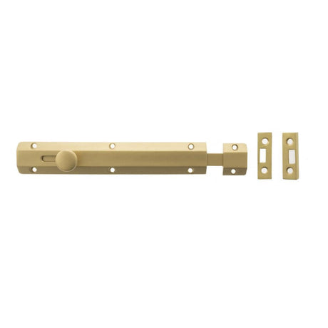 Atlantic Hardware Accessories Satin Brass / Straight Surface Bolts / 200mm / 8" Atlantic Solid Brass Surface Door Bolt 8" - Sat. Brass