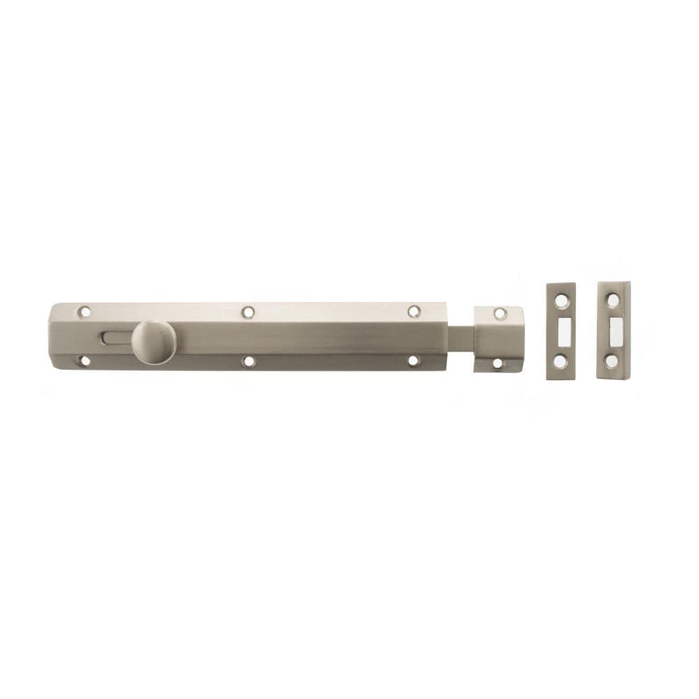 Atlantic Hardware Accessories Satin Nickel / Straight Surface Bolts / 200mm / 8" Atlantic Solid Brass Surface Door Bolt 8" - Sat. Nickel
