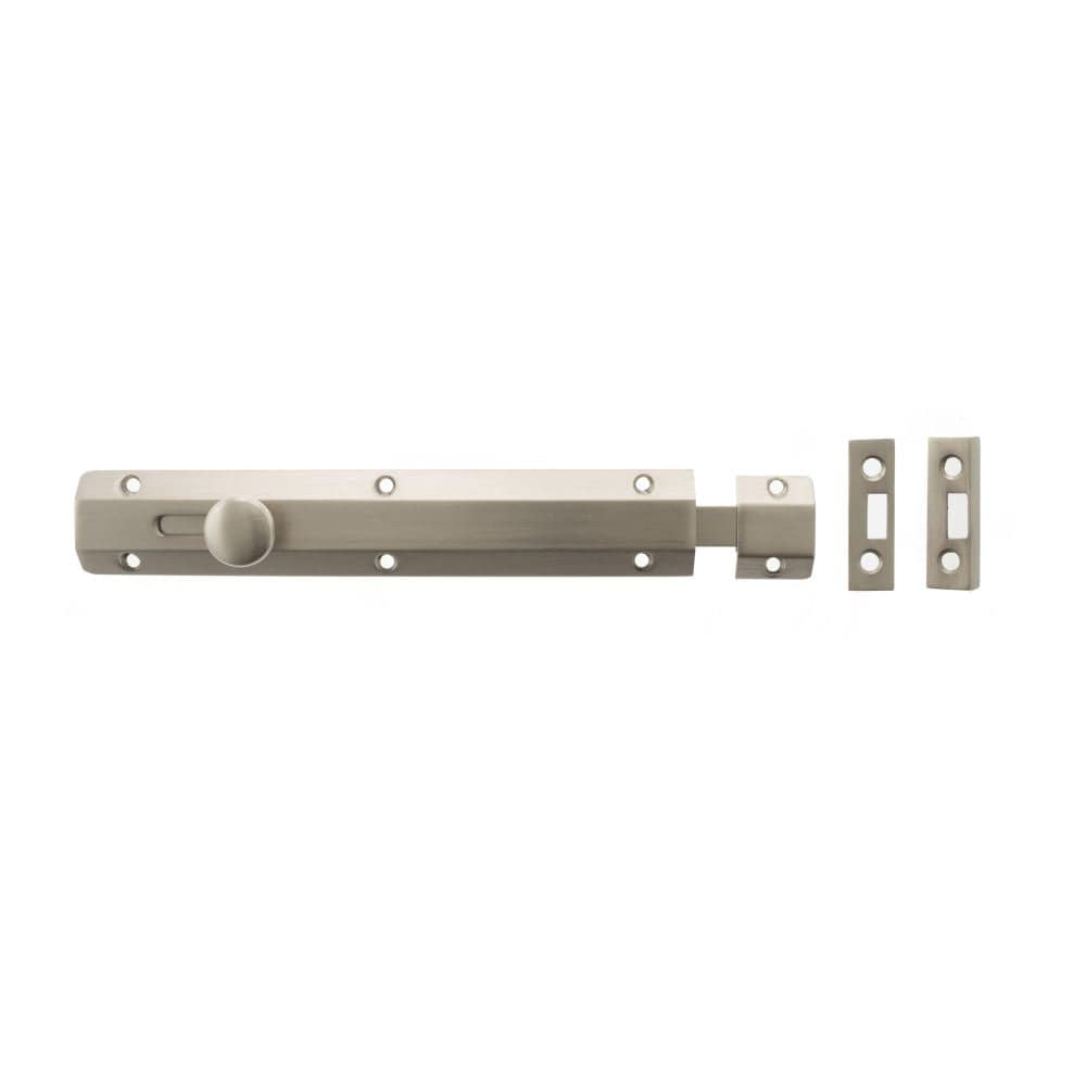 Atlantic Hardware Accessories Satin Nickel / Straight Surface Bolts / 200mm / 8" Atlantic Solid Brass Surface Door Bolt 8" - Sat. Nickel