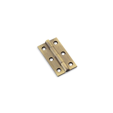 This is an image showing Alexander & Wilks Heavy Pattern Solid Brass Cabinet Butt Hinge - Antique Brass - 2" aw050-ch-ab available to order from Trade Door Handles in Kendal, quick delivery and discounted prices.
