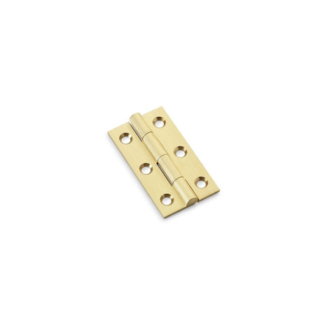 This is an image showing Alexander & Wilks Heavy Pattern Solid Brass Cabinet Butt Hinge - Satin Brass - 2" aw050-ch-sb available to order from Trade Door Handles in Kendal, quick delivery and discounted prices.