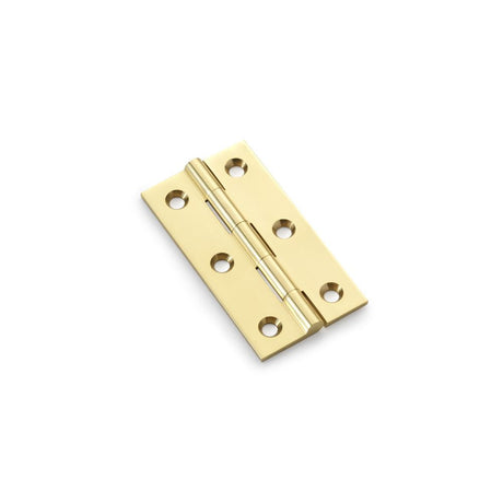 This is an image showing Alexander & Wilks Heavy Pattern Solid Brass Cabinet Butt Hinge - Polished Brass - 2.5" aw064-ch-pb available to order from Trade Door Handles in Kendal, quick delivery and discounted prices.