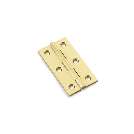 This is an image showing Alexander & Wilks Heavy Pattern Solid Brass Cabinet Butt Hinge - Satin Brass - 2.5" aw064-ch-sb available to order from Trade Door Handles in Kendal, quick delivery and discounted prices.