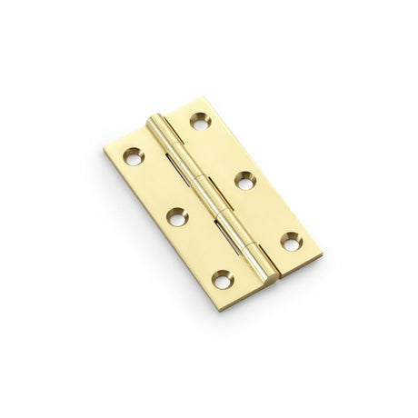 This is an image showing Alexander & Wilks Heavy Pattern Solid Brass Cabinet Butt Hinge - Polished Brass - 3" aw075-ch-pb available to order from Trade Door Handles in Kendal, quick delivery and discounted prices.