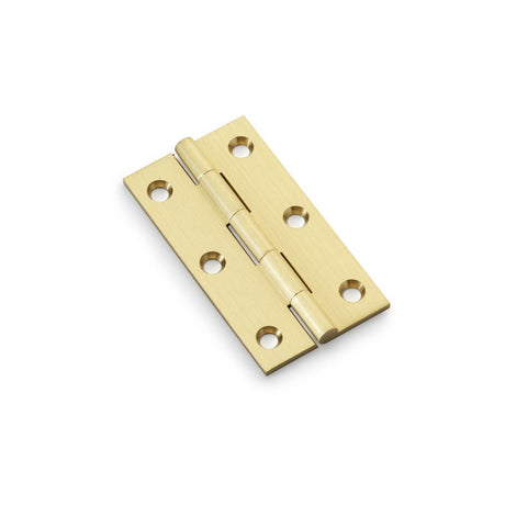 This is an image showing Alexander & Wilks Heavy Pattern Solid Brass Cabinet Butt Hinge - Satin Brass - 3" aw075-ch-sb available to order from Trade Door Handles in Kendal, quick delivery and discounted prices.