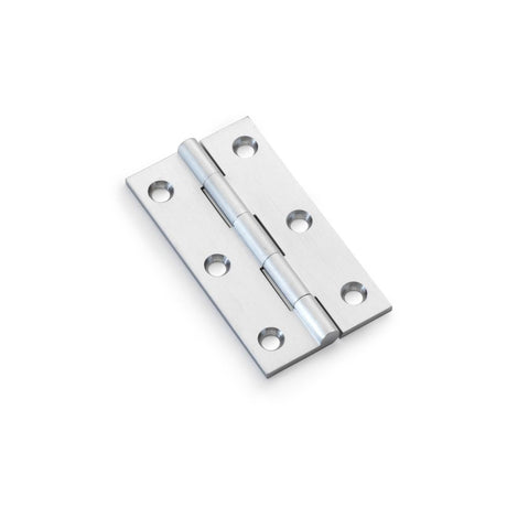 This is an image showing Alexander & Wilks Heavy Pattern Solid Brass Cabinet Butt Hinge - Satin Chrome - 3" aw075-ch-sc available to order from Trade Door Handles in Kendal, quick delivery and discounted prices.