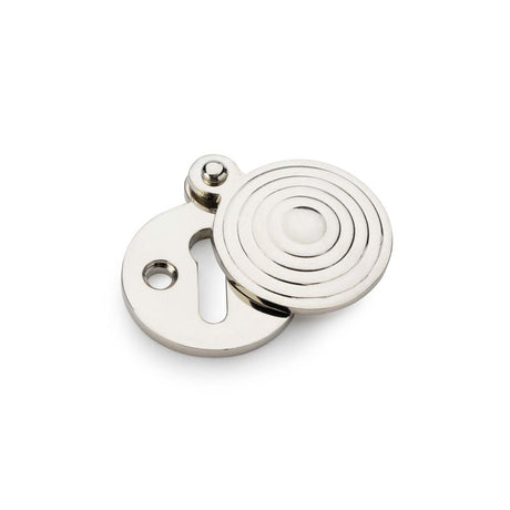This is an image showing Alexander & Wilks Standard Key Profile Round Escutcheon with Christoph Design Cover - Polished Nickel aw382-pn available to order from Trade Door Handles in Kendal, quick delivery and discounted prices.