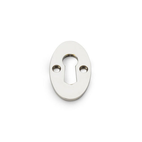 This is an image showing Alexander & Wilks Standard Key Profile Ellipse Escutcheon - Polished Nickel aw383-pn available to order from Trade Door Handles in Kendal, quick delivery and discounted prices.