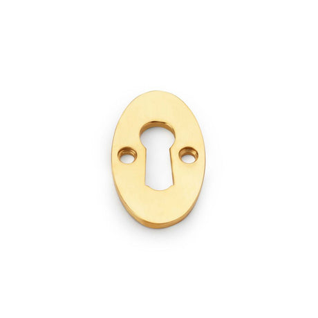 This is an image showing Alexander & Wilks Standard Key Profile Ellipse Escutcheon - Unlacquered Brass aw383-ub available to order from Trade Door Handles in Kendal, quick delivery and discounted prices.