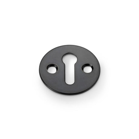 This is an image showing Alexander & Wilks Victorian Standard Profile Escutcheon - Black Powder Coat aw399blk available to order from Trade Door Handles in Kendal, quick delivery and discounted prices.