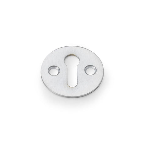 This is an image showing Alexander & Wilks Victorian Standard Profile Escutcheon - Satin Chrome aw399sc available to order from Trade Door Handles in Kendal, quick delivery and discounted prices.