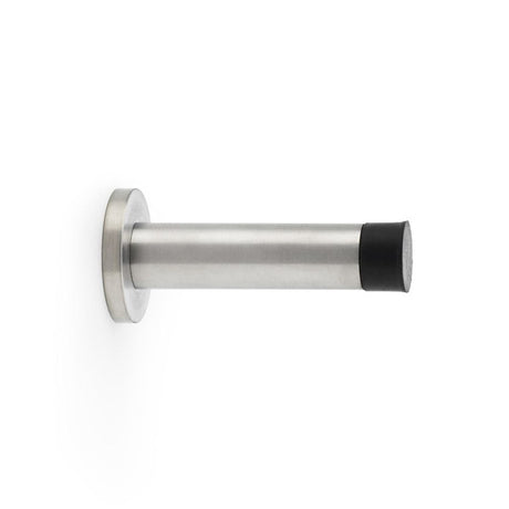 This is an image showing Alexander & Wilks Wall Mounted Cylinder Door Stop with Rose - Satin Stainless Steel aw615sss available to order from Trade Door Handles in Kendal, quick delivery and discounted prices.