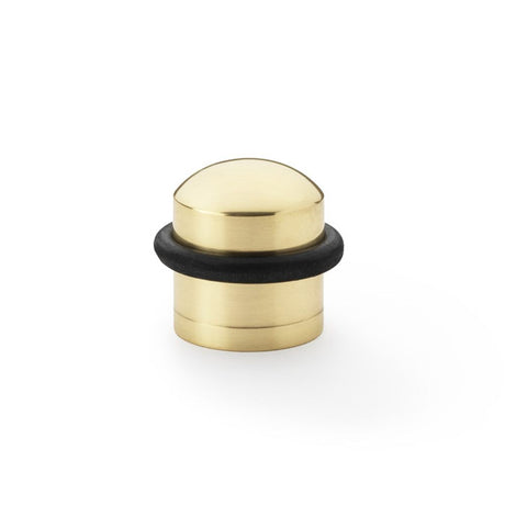 This is an image showing Alexander & Wilks Dome Top Floor Mounted Door Stop - Polished Brass aw638pbl available to order from Trade Door Handles in Kendal, quick delivery and discounted prices.