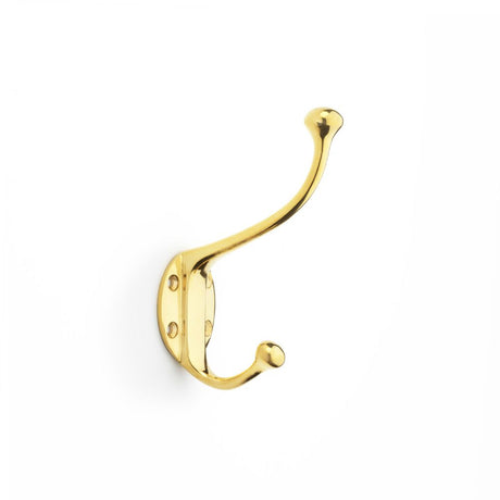 This is an image showing Alexander & Wilks Traditional Hat and Coat Hook - Unlacquered Brass aw772ub available to order from Trade Door Handles in Kendal, quick delivery and discounted prices.