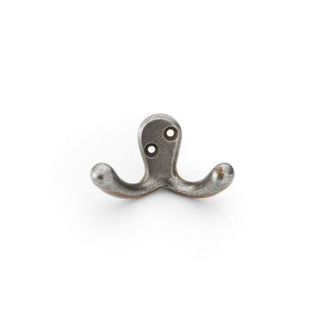 This is an image showing Alexander & Wilks Victorian Double Robe Hook - Antique Iron aw773ai available to order from Trade Door Handles in Kendal, quick delivery and discounted prices.