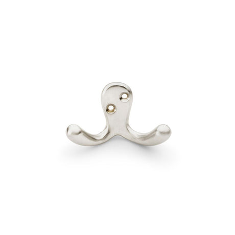 This is an image showing Alexander & Wilks Victorian Double Robe Hook - Satin Nickel aw773sn available to order from Trade Door Handles in Kendal, quick delivery and discounted prices.