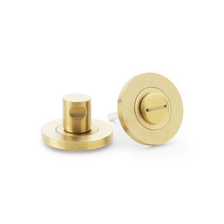 This is an image showing Alexander & Wilks Plain Thumbturn and Release - Satin Brass PVD aw791sbpvd available to order from Trade Door Handles in Kendal, quick delivery and discounted prices.