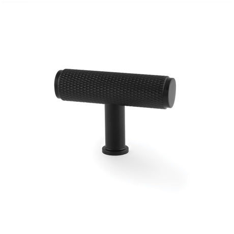 This is an image showing Alexander & Wilks Crispin Knurled T-bar Cupboard Knob - Black aw801-55-bl available to order from Trade Door Handles in Kendal, quick delivery and discounted prices.