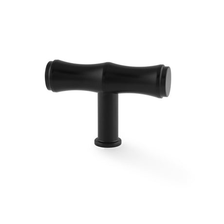 This is an image showing Alexander & Wilks Crispin Bamboo T-bar Cupboard Knob - Black aw801b-55-bl available to order from Trade Door Handles in Kendal, quick delivery and discounted prices.