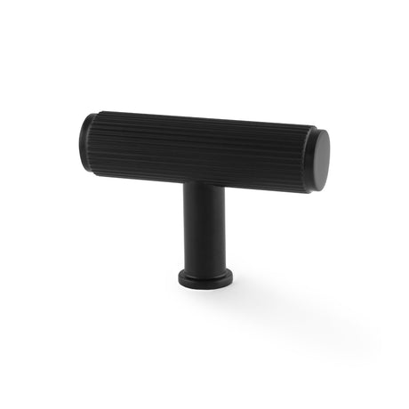 This is an image showing Alexander & Wilks Crispin Reeded T-bar Cupboard Knob - Black aw801r-55-bl available to order from Trade Door Handles in Kendal, quick delivery and discounted prices.