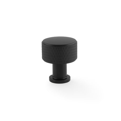 This is an image showing Alexander & Wilks Lucia Knurled Cupboard Knob - Black - 29mm aw807k-29-bl available to order from Trade Door Handles in Kendal, quick delivery and discounted prices.