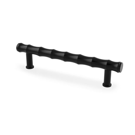 This is an image showing Alexander & Wilks Crispin Bamboo T-bar Cupboard Pull Handle - Black - 128mm Centres aw809b-128-bl available to order from Trade Door Handles in Kendal, quick delivery and discounted prices.