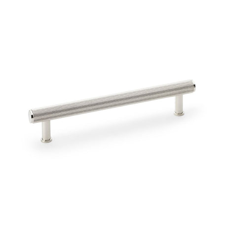 This is an image showing Alexander & Wilks Crispin Reeded T-bar Cupboard Pull Handle - Polished Nickel - 160mm aw809r-160-pn available to order from Trade Door Handles in Kendal, quick delivery and discounted prices.