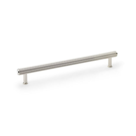 This is an image showing Alexander & Wilks Crispin Reeded T-bar Cupboard Pull Handle - Polished Nickel - 224mm aw809r-224-pn available to order from Trade Door Handles in Kendal, quick delivery and discounted prices.