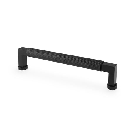 This is an image showing Alexander & Wilks Camille Knurled Cabinet Pull Handle - Black aw819-160-bl available to order from Trade Door Handles in Kendal, quick delivery and discounted prices.