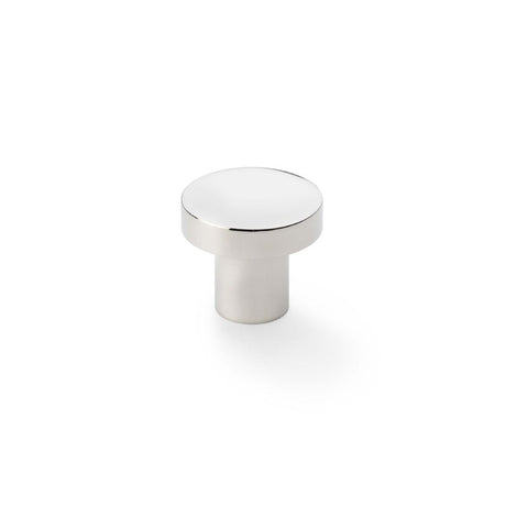 This is an image showing Alexander & Wilks Hanover Plain Cupboard Knob - Polished Nickel - Knob 30mm aw821-30-pn available to order from Trade Door Handles in Kendal, quick delivery and discounted prices.